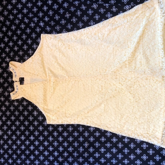 Vintage Candies Yellow Lace Dress with Rhinestones around Collar Size L - Picture 6 of 10